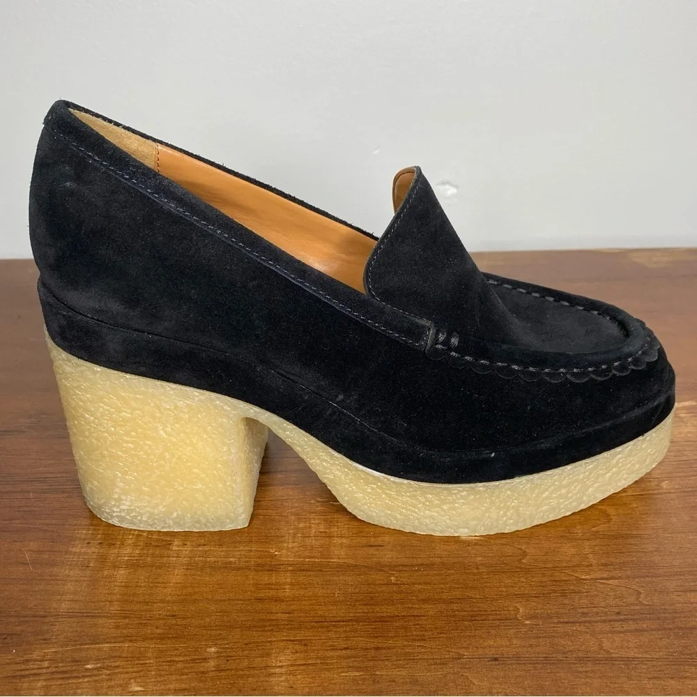 Marc Fisher Black Suede Lina Platform Loafer New Size 9